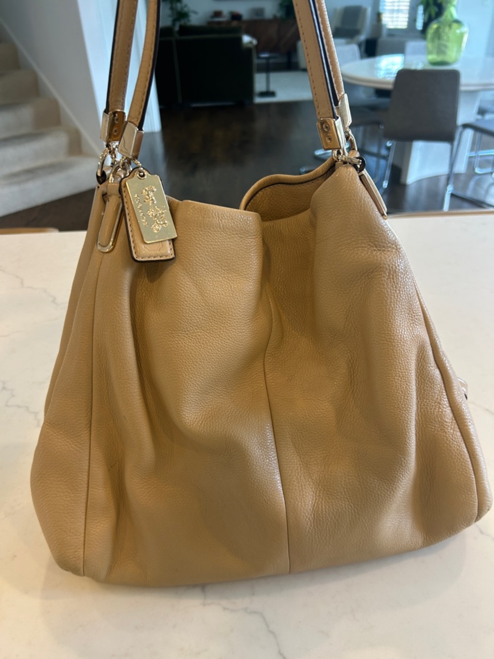 Coach Madison Leather Shoulder Tote Bag in Camel - Picture 4 of 11
